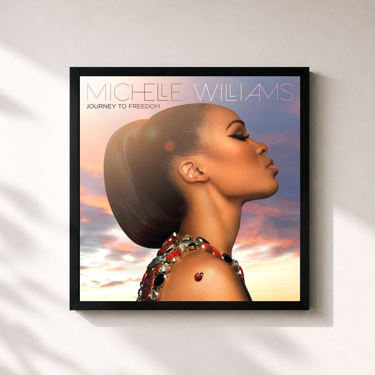 #noir Tableau carré de l'album Journey To Freedom de Michelle Williams, cadre noir 32x32 cm