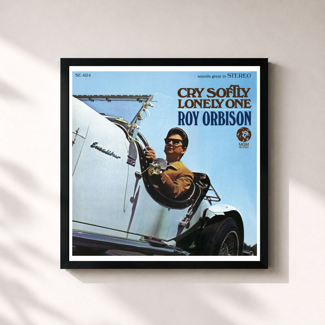 #noir Tableau carré de l'album Cry Softly Lonely One (Remastered) de Roy Orbison, cadre noir 32x32 cm