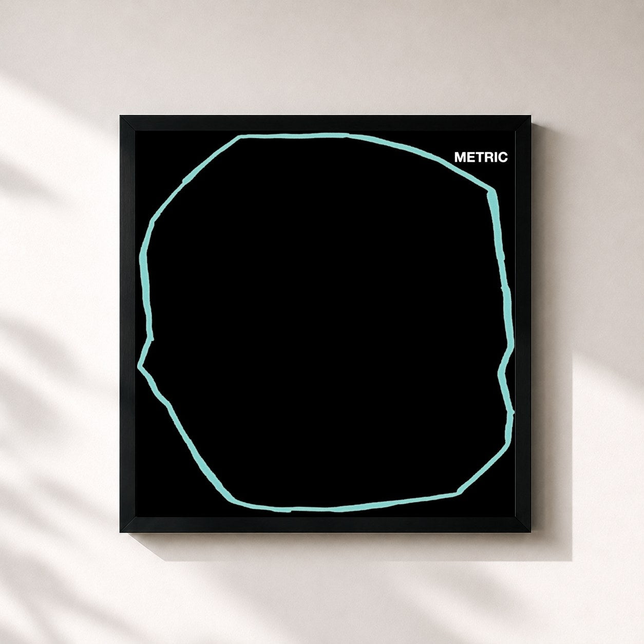#noir Tableau carré de l'album Art of Doubt de Metric, cadre noir 32x32 cm