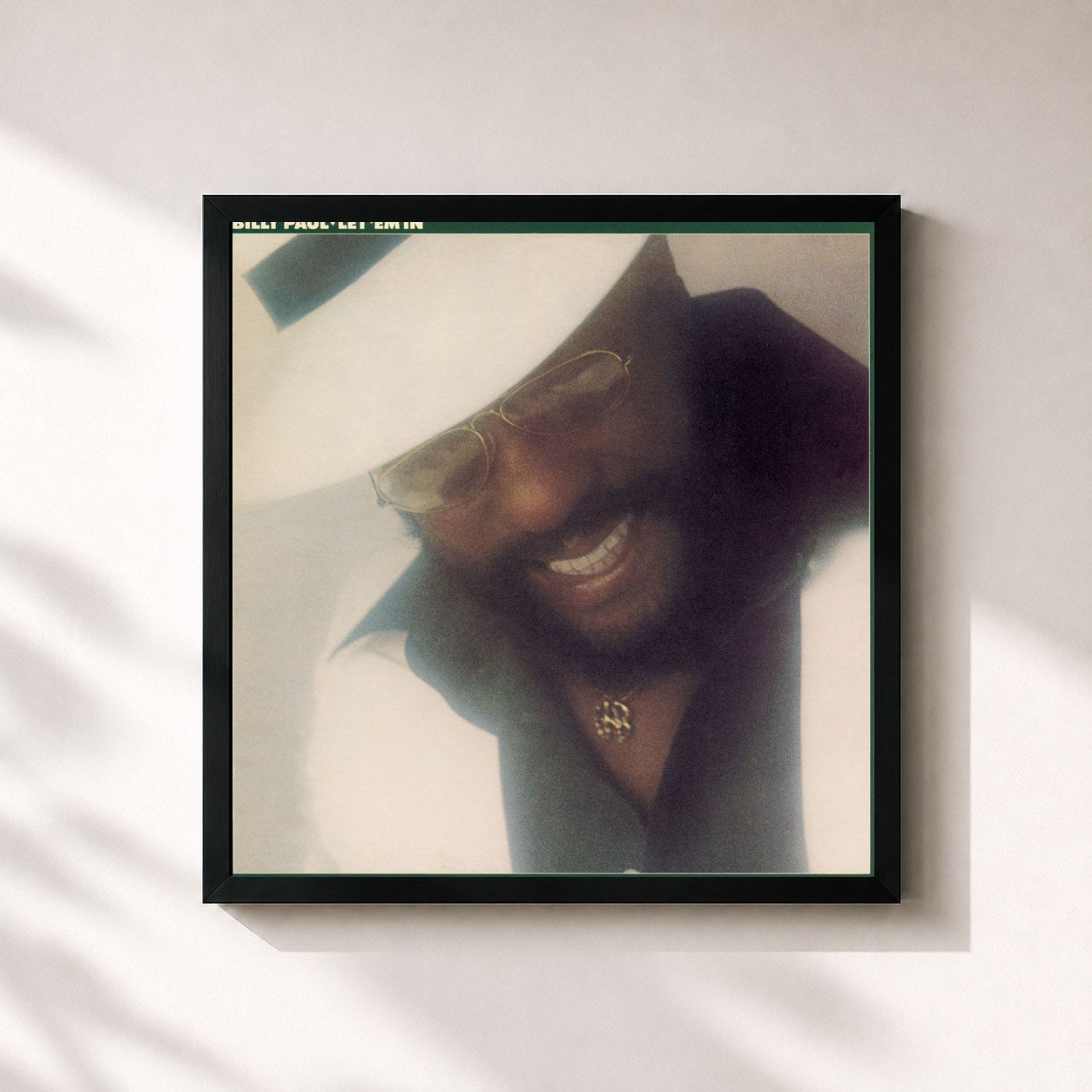 #noir Tableau carré de l'album Let 'Em In de Billy Paul, cadre noir 32x32 cm