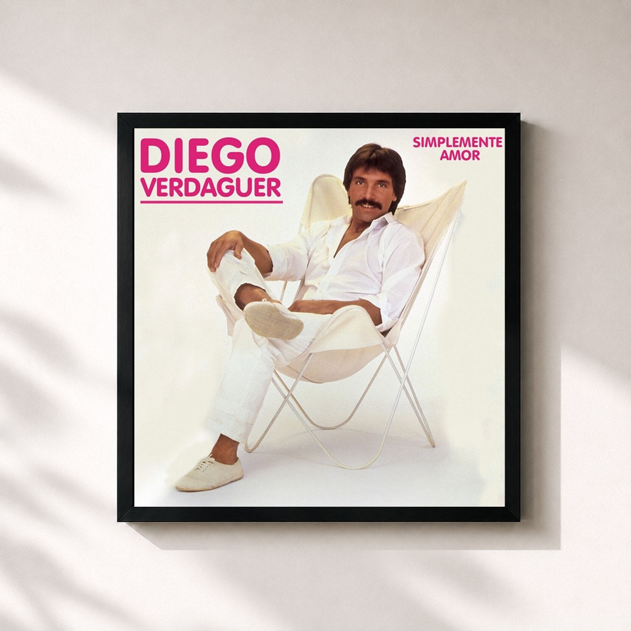 #noir Tableau carré de l'album Simplemente Amor de Diego Verdaguer, cadre noir 32x32 cm