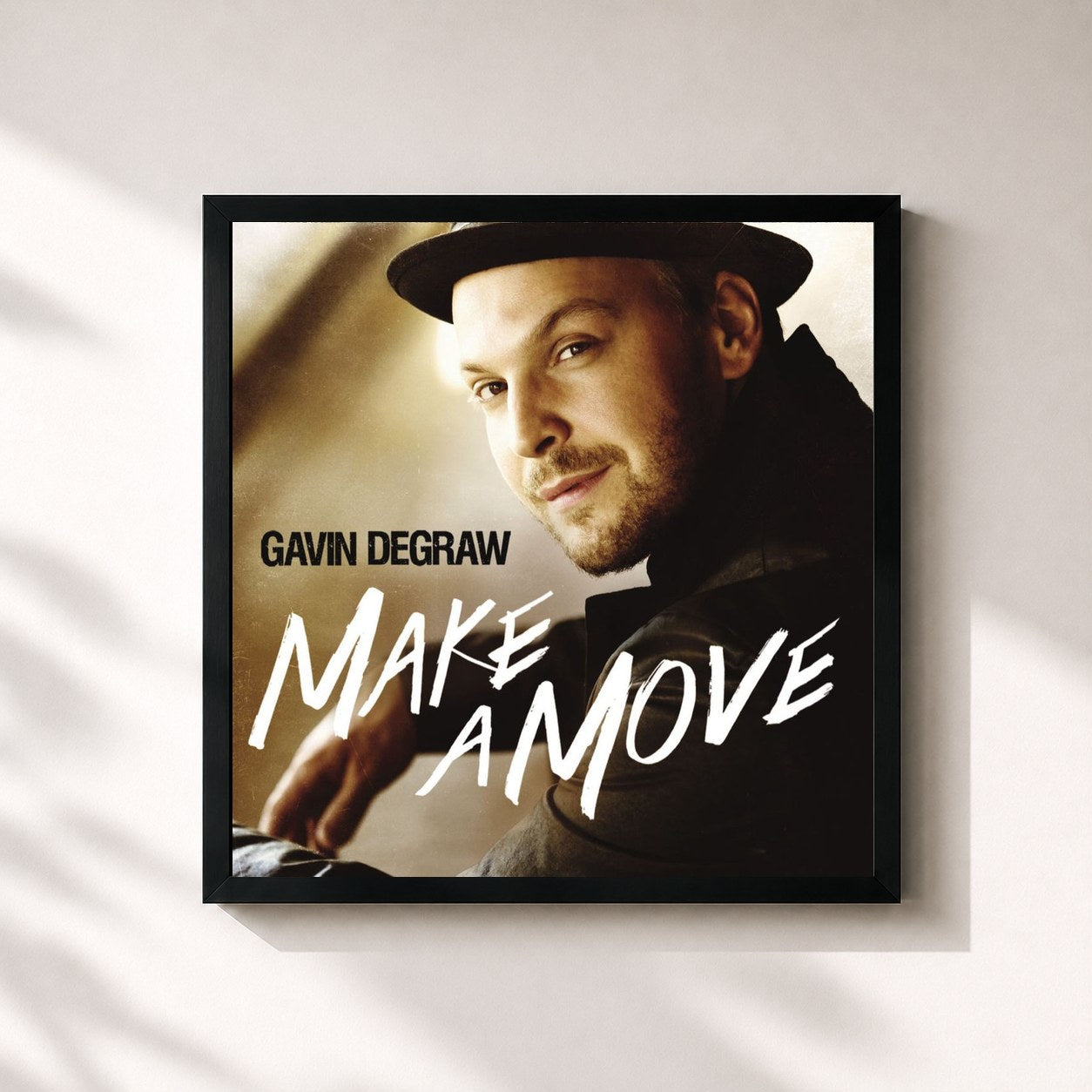 #noir Tableau carré de l'album Make A Move de Gavin DeGraw, cadre noir 32x32 cm