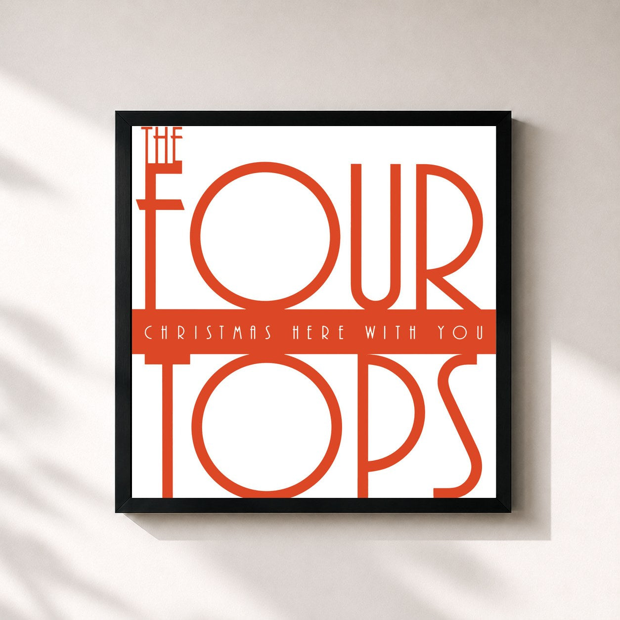 #noir Tableau carré de l'album Christmas Here With You de Four Tops, cadre noir 32x32 cm