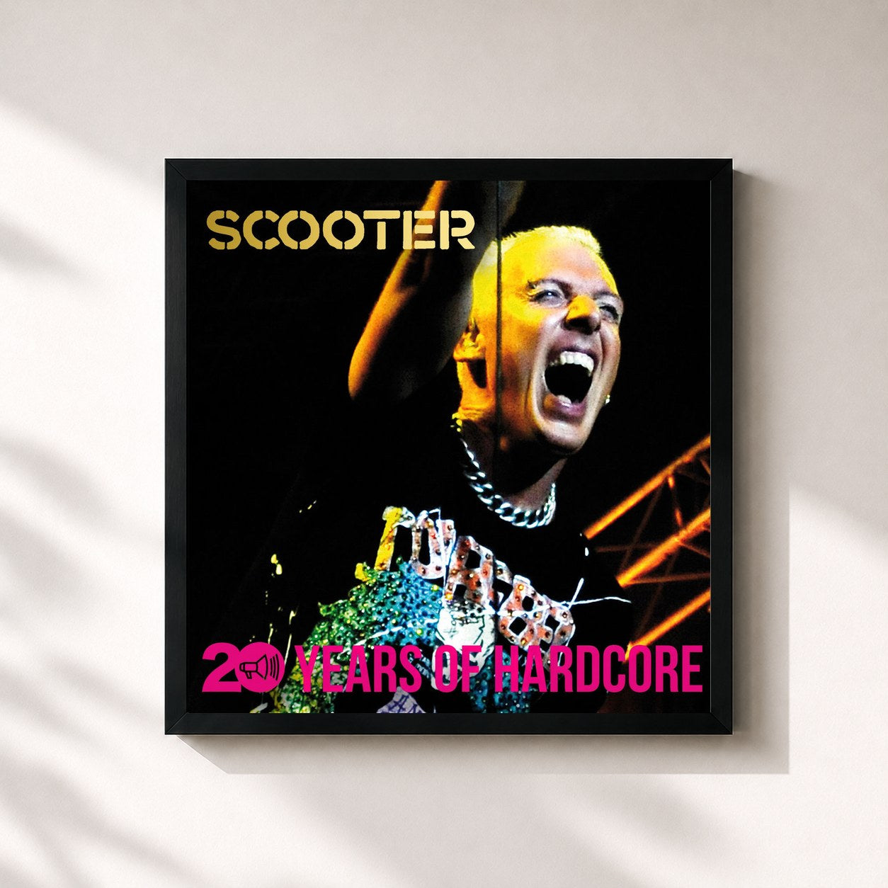 #noir Tableau carré de l'album 20 Years Of Hardcore (Remastered) de Scooter, cadre noir 32x32 cm