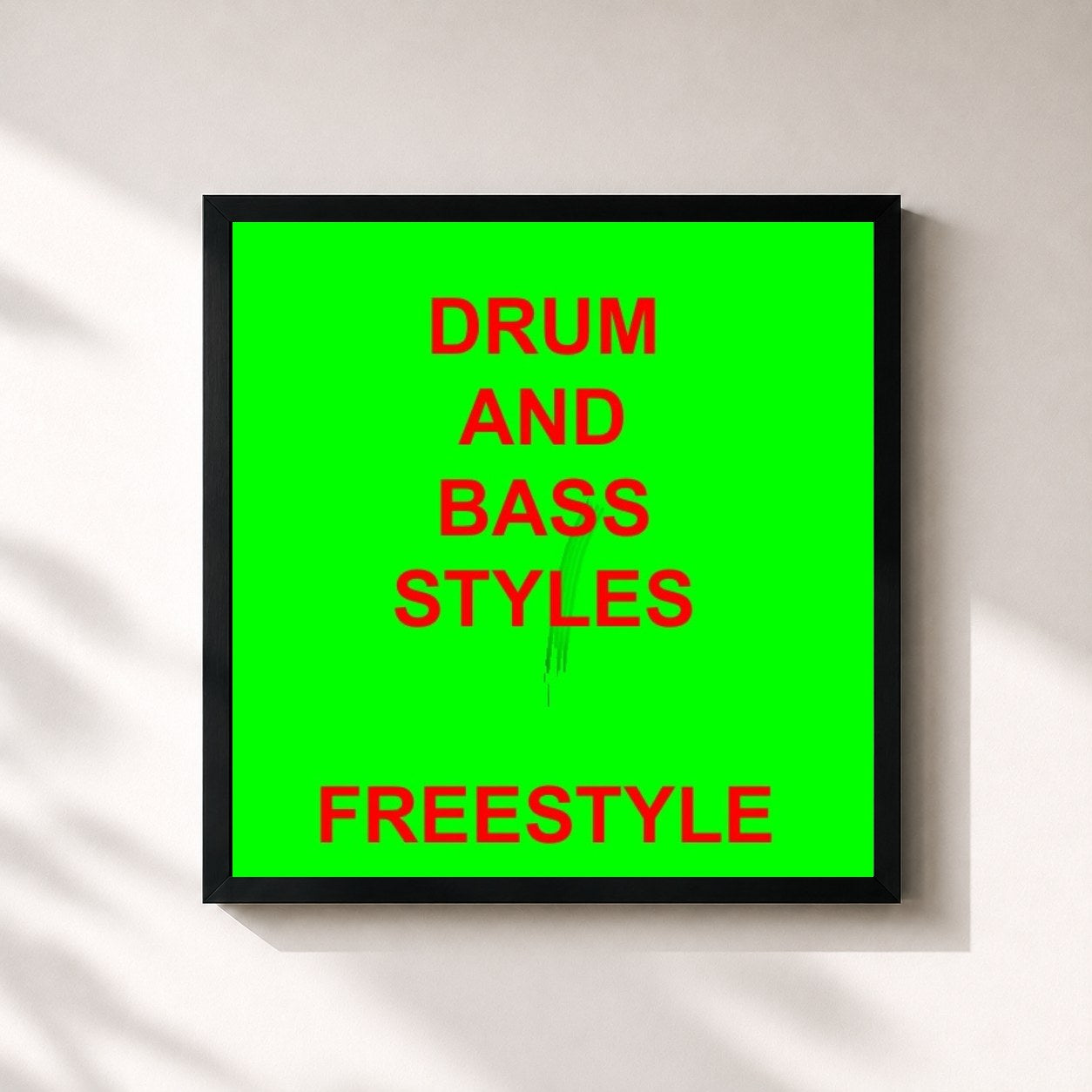 #noir Tableau carré de l'album Drum and bass STYLES de Freestyle, cadre noir 32x32 cm
