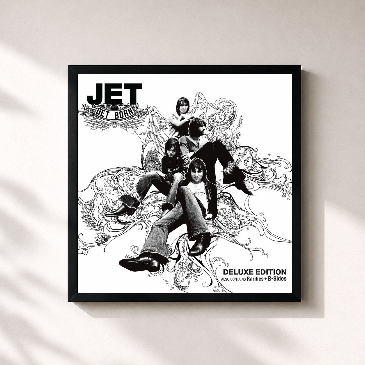 #noir Tableau carré de l'album Get Born (Deluxe Edition) de Jet, cadre noir 32x32 cm