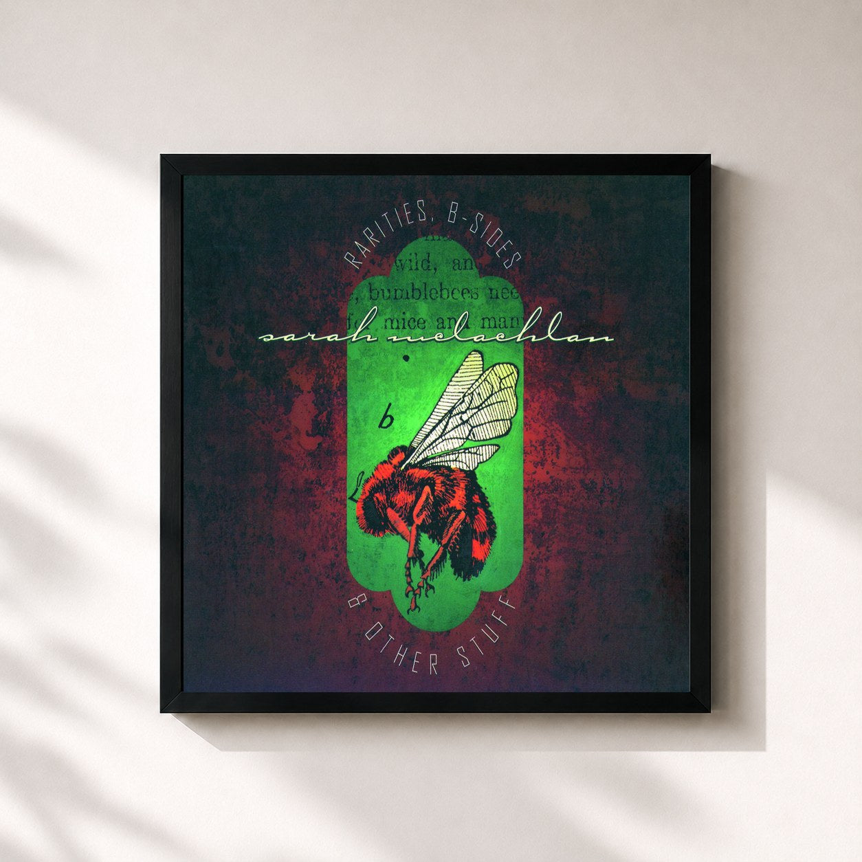 #noir Tableau carré de l'album Rarities, B-Sides & Other Stuff de Sarah McLachlan, cadre noir 32x32 cm