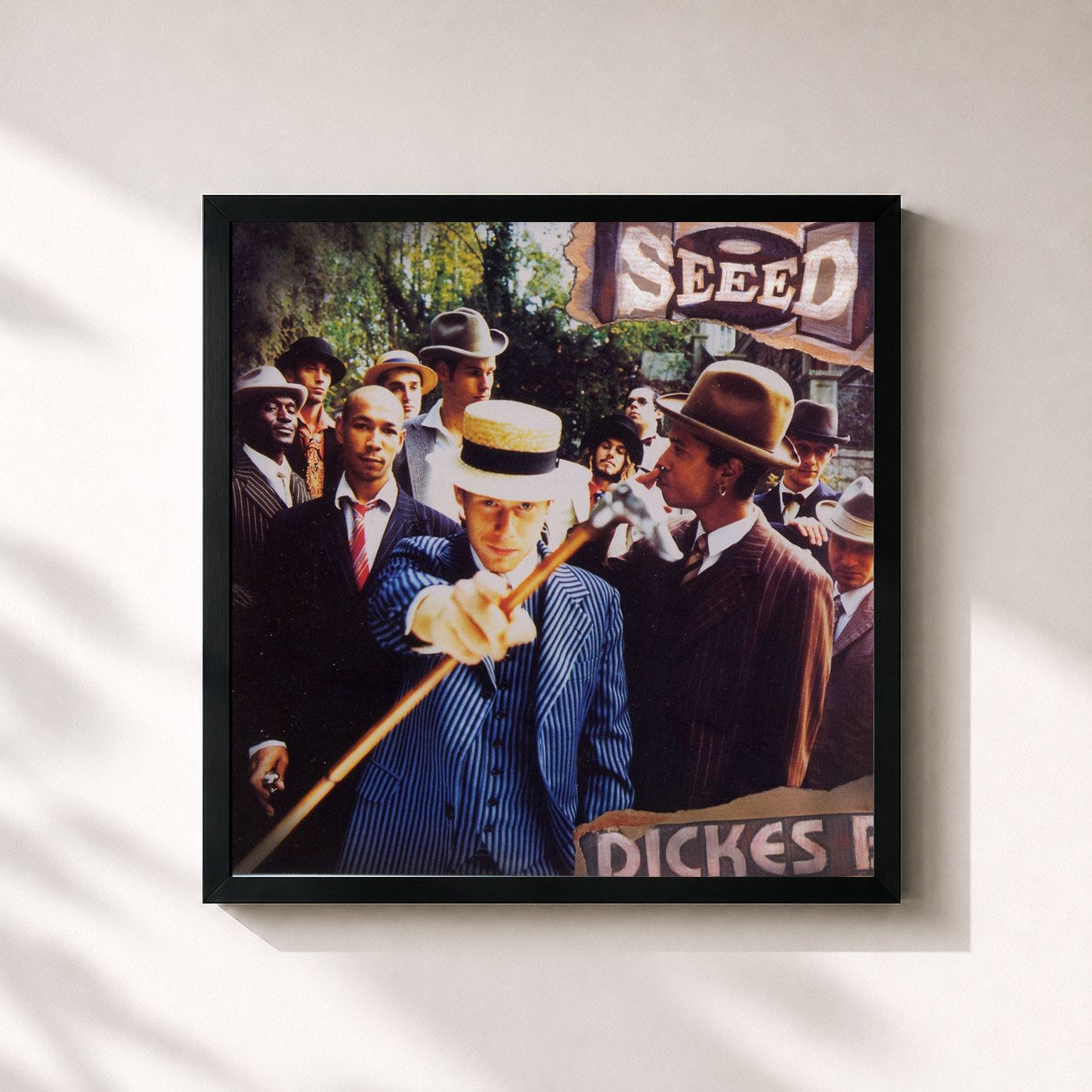 #noir Tableau carré de l'album Dickes B de Seeed, cadre noir 32x32 cm