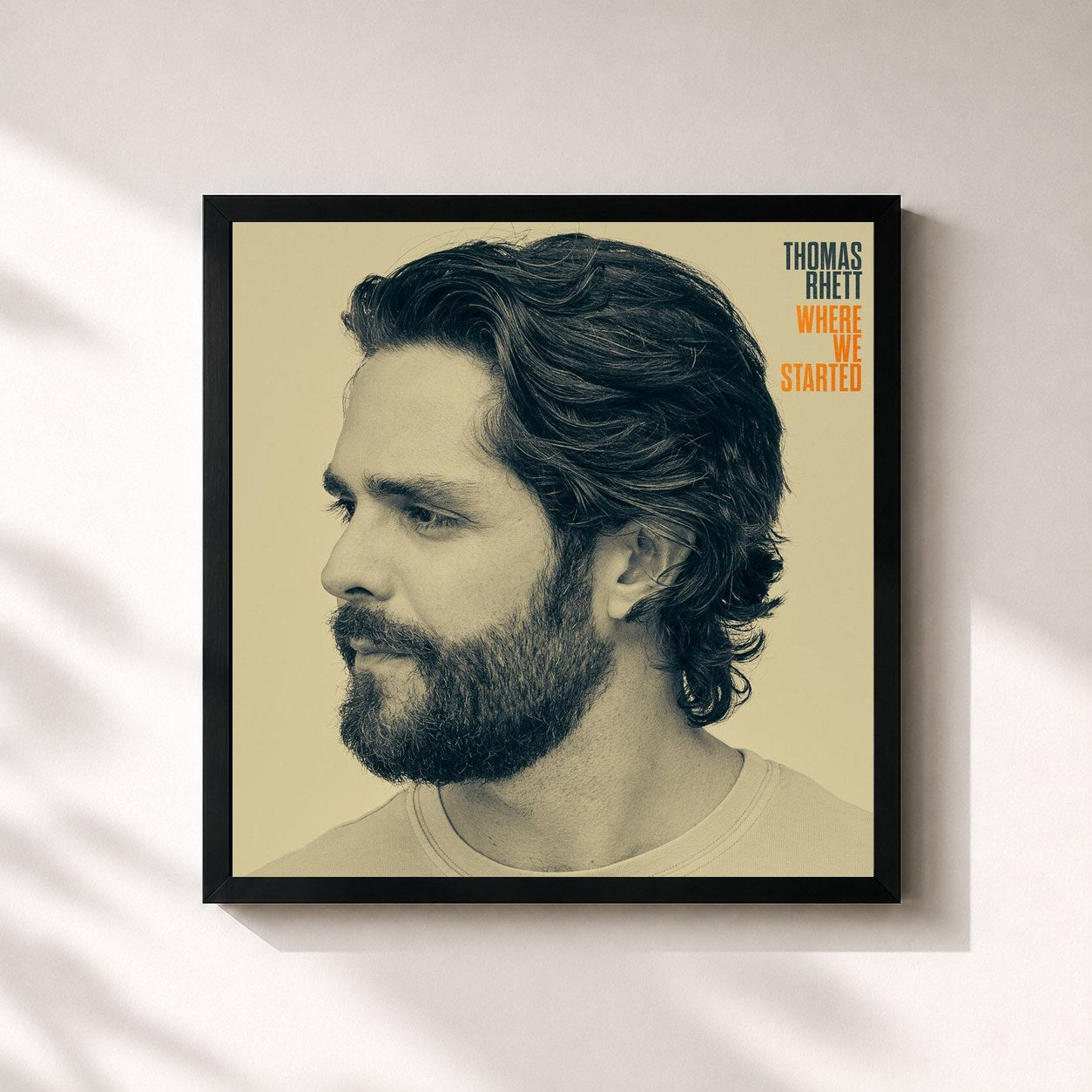 #noir Tableau carré de l'album Where We Started de Thomas Rhett, cadre noir 32x32 cm