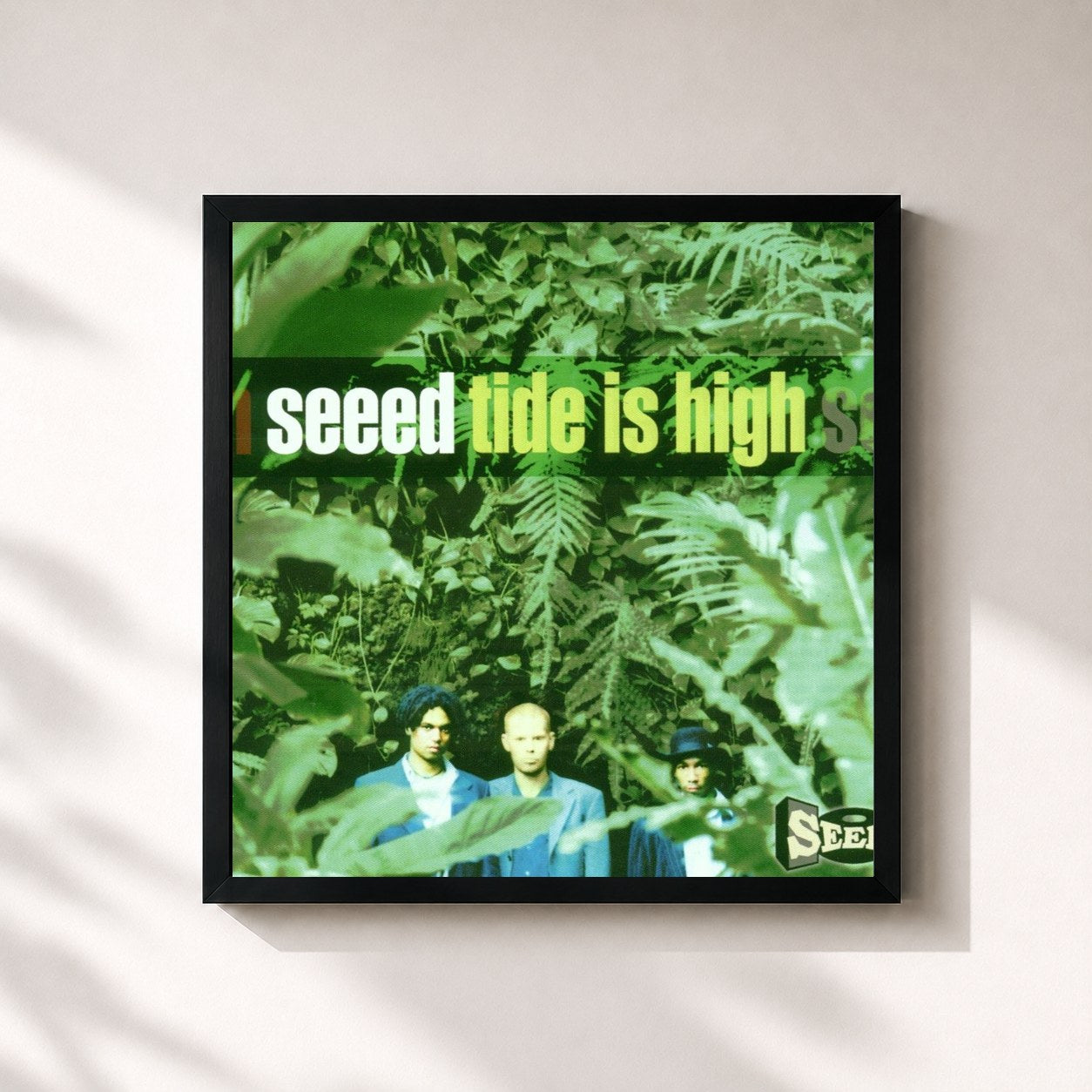 #noir Tableau carré de l'album Tide Is High de Seeed, cadre noir 32x32 cm