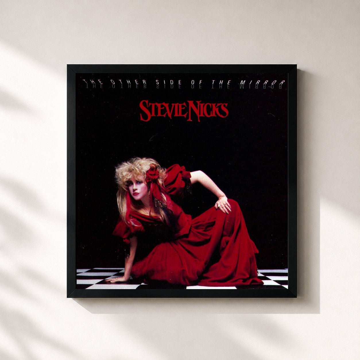 #noir Tableau carré de l'album The Other Side of the Mirror de Stevie Nicks, cadre noir 32x32 cm