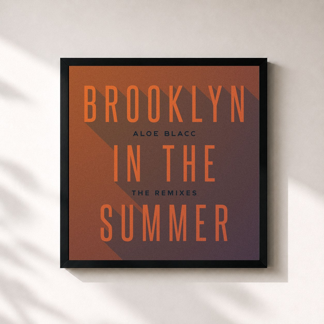 #noir Tableau carré de l'album Brooklyn In The Summer (The Remixes) de Aloe Blacc, cadre noir 32x32 cm