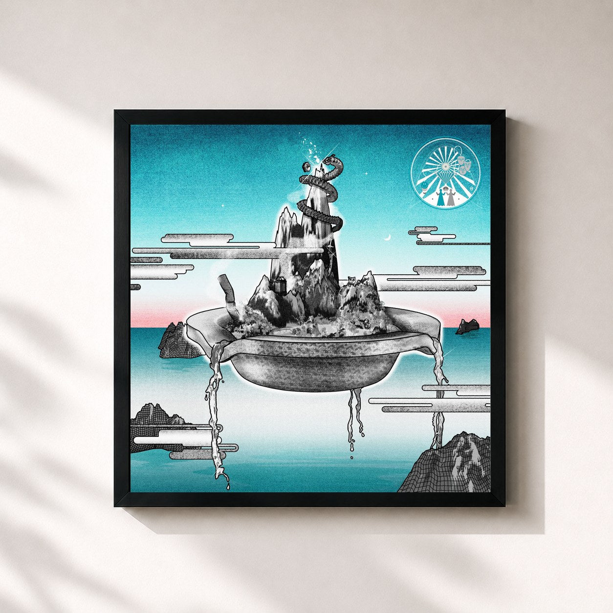 #noir Tableau carré de l'album JINKOUGAKU de ZUTOMAYO, cadre noir 32x32 cm