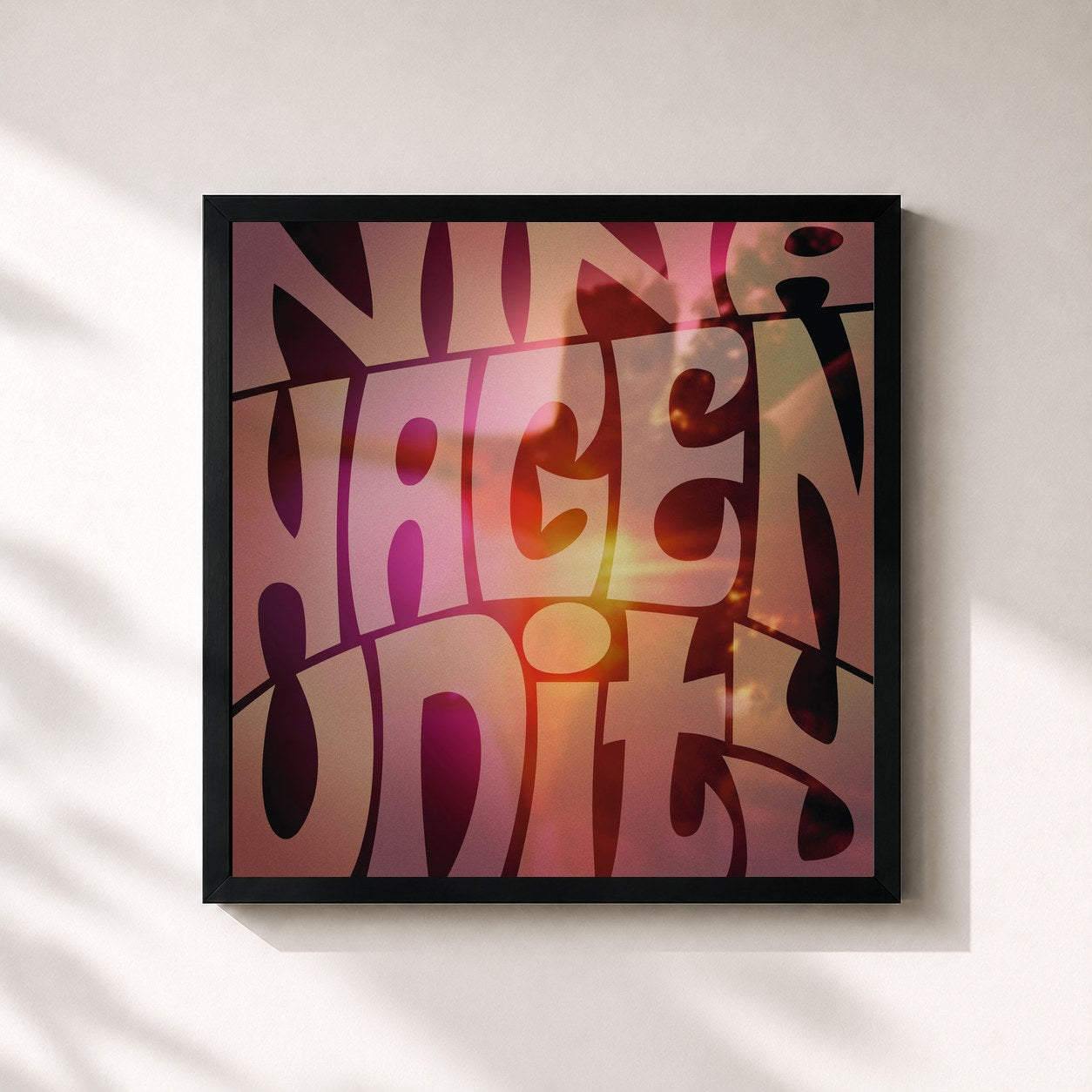 #noir Tableau carré de l'album Unity de Nina Hagen, cadre noir 32x32 cm