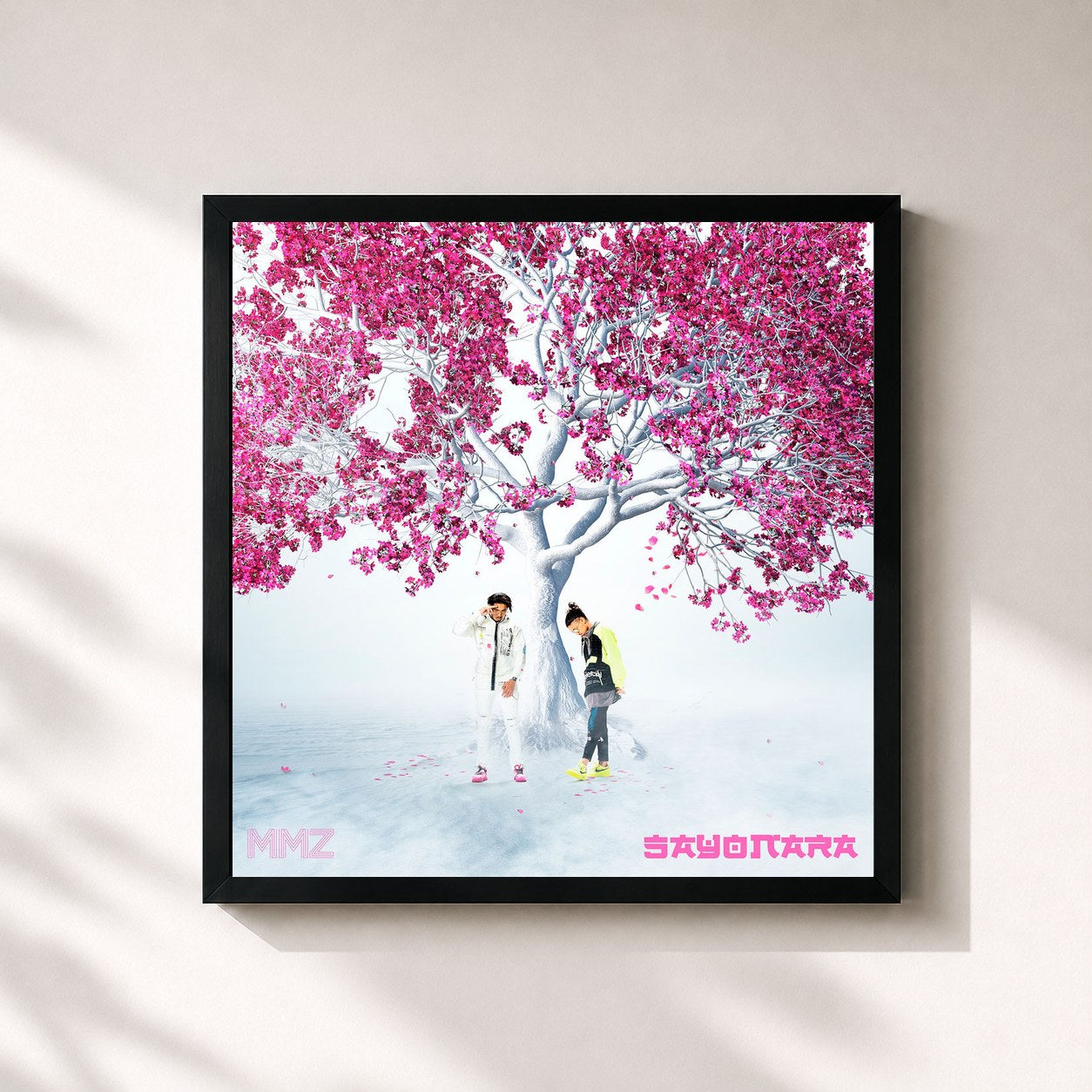 #noir Tableau carré de l'album Sayonara1 de MMZ, cadre noir 32x32 cm