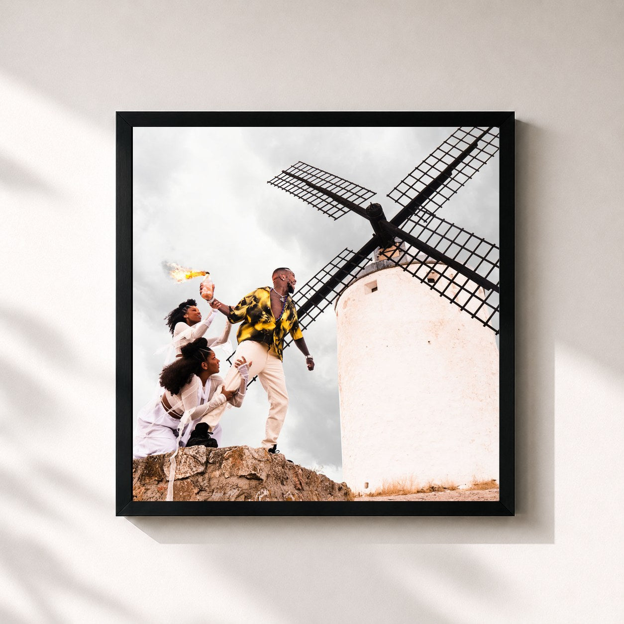 #noir Tableau carré de l'album O Dono do Lugar de Djonga, cadre noir 32x32 cm