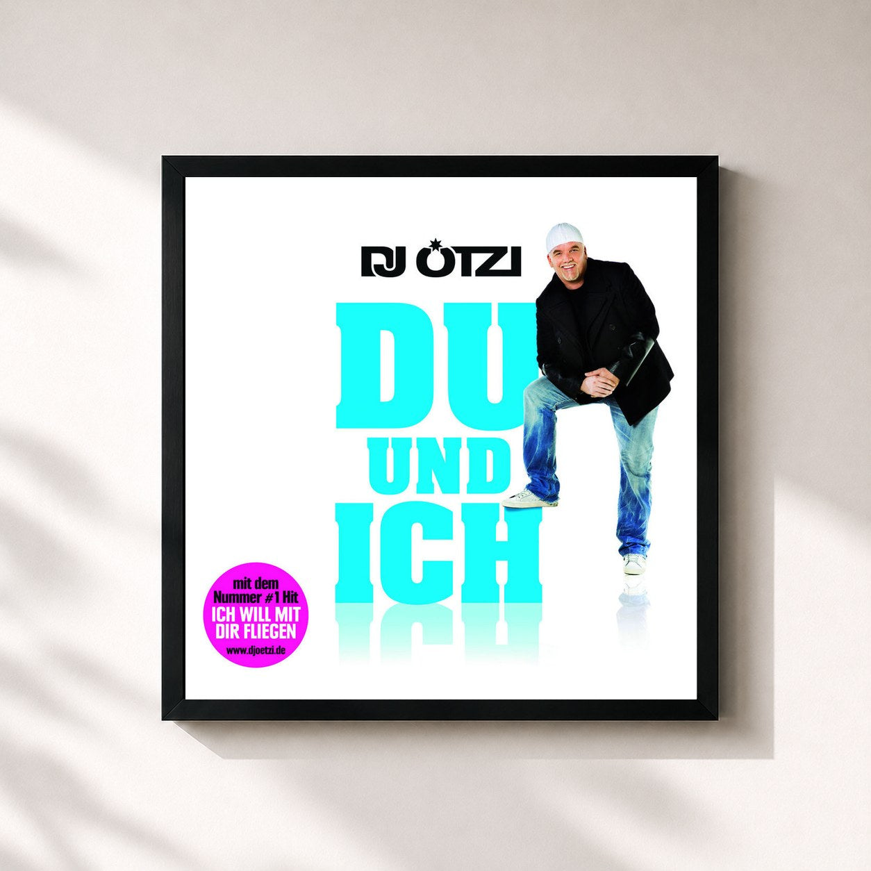 #noir Tableau carré de l'album Du und ich de DJ Ötzi, cadre noir 32x32 cm