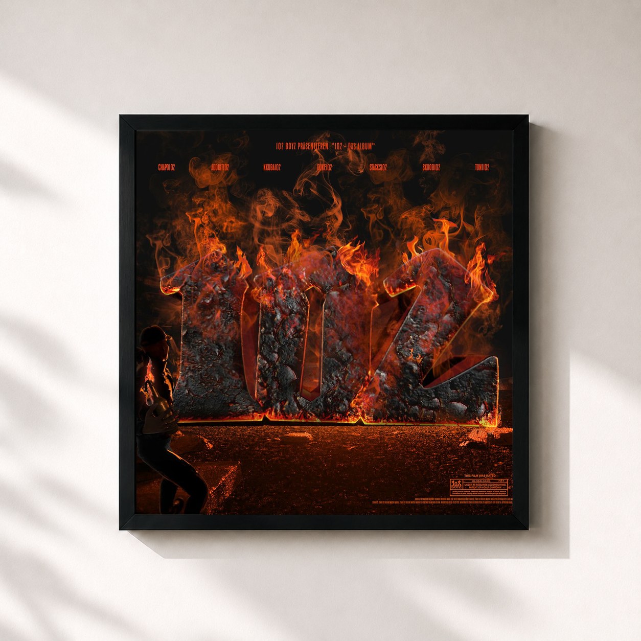 #noir Tableau carré de l'album 102 de 102 Boyz, cadre noir 32x32 cm