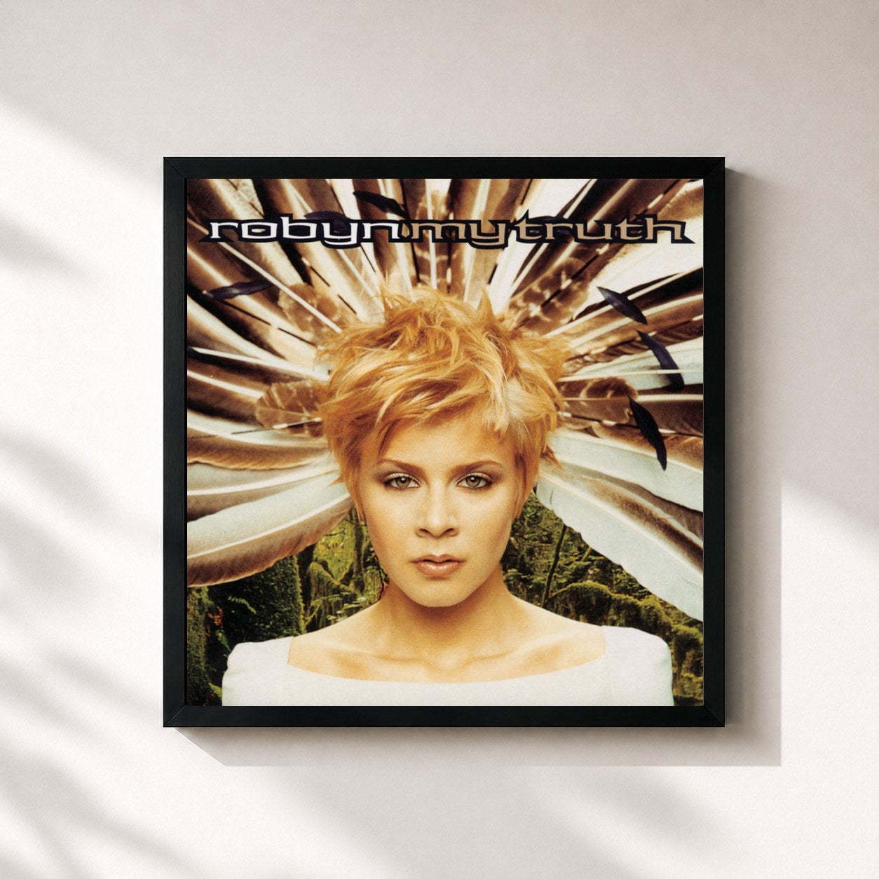 #noir Tableau carré de l'album My Truth de Robyn, cadre noir 32x32 cm
