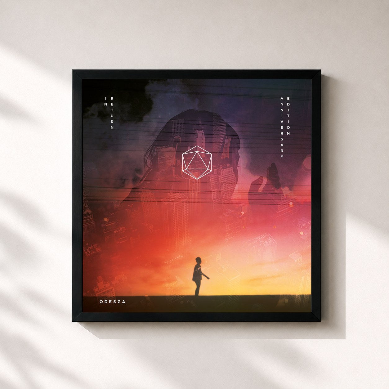 #noir Tableau carré de l'album In Return (10 Year Anniversary Edition) de ODESZA, cadre noir 32x32 cm