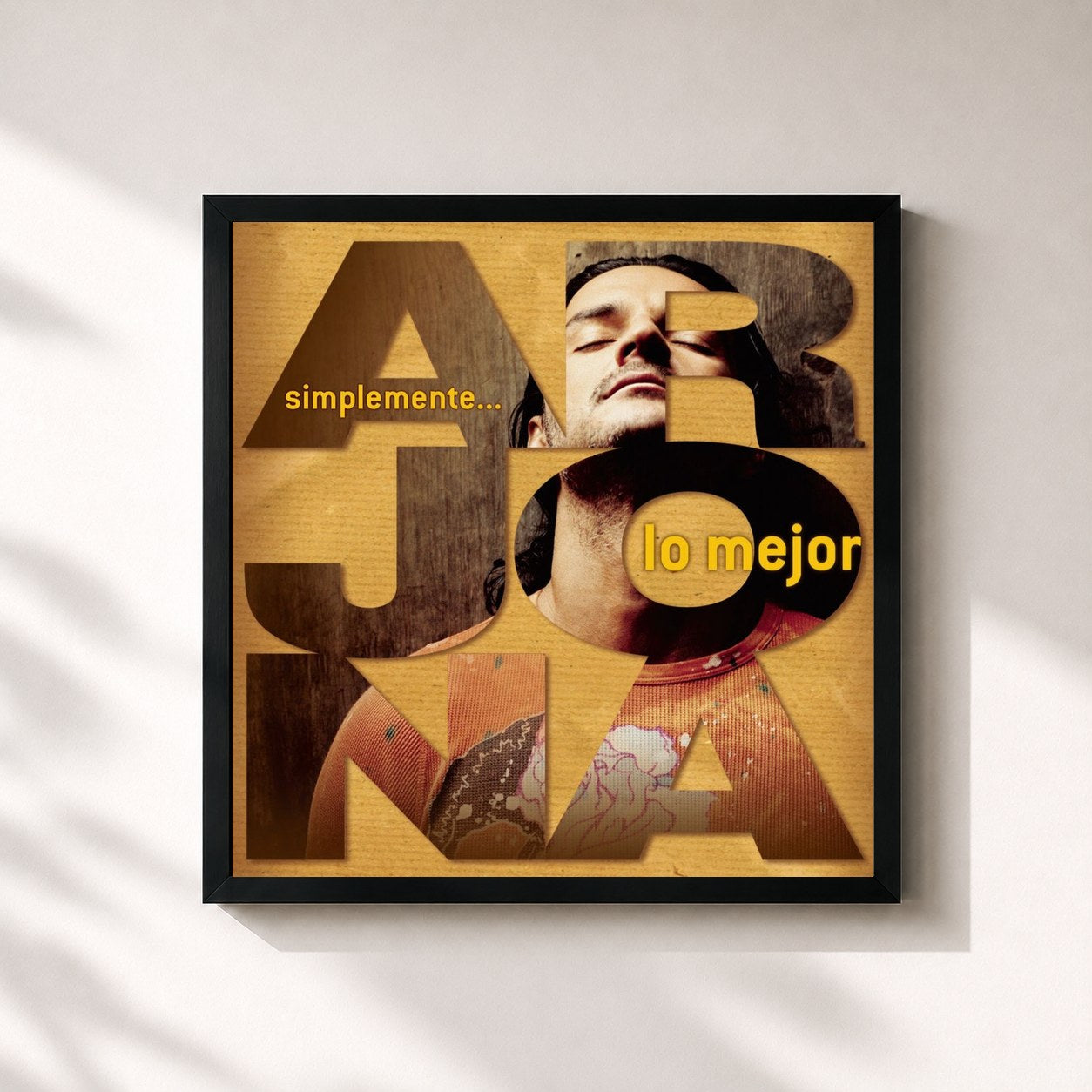 #noir Tableau carré de l'album Simplemente Lo Mejor de Ricardo Arjona, cadre noir 32x32 cm