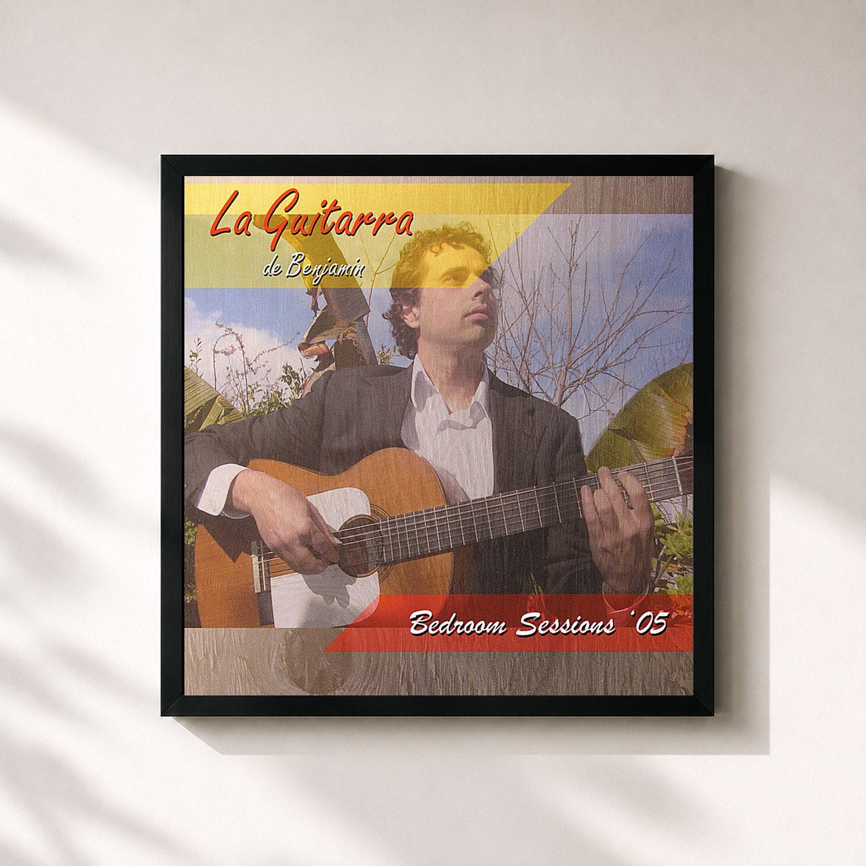 #noir Tableau carré de l'album La Guitarra Flamenca Bendroom Sessions de Benjamin, cadre noir 32x32 cm