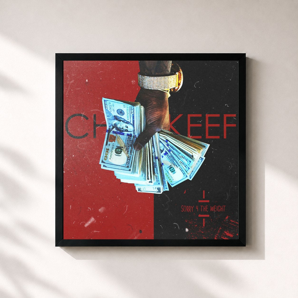 #noir Tableau carré de l'album Sorry 4 the Weight (Deluxe Edition) de Chief Keef, cadre noir 32x32 cm