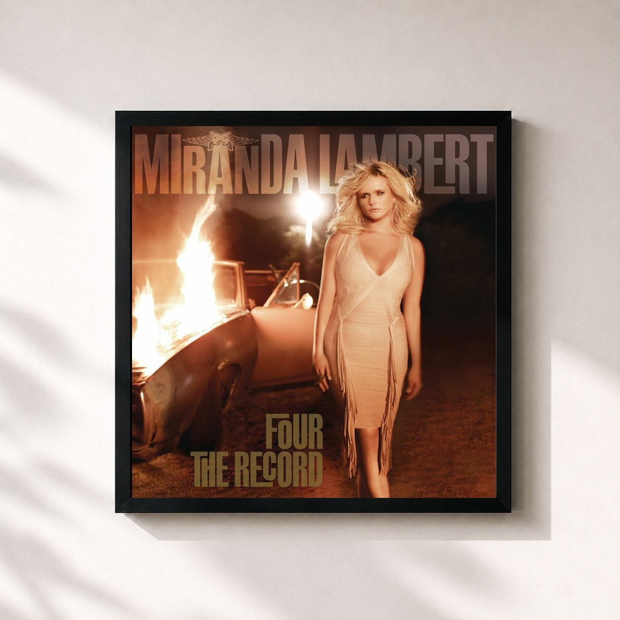 #noir Tableau carré de l'album Four The Record de Miranda Lambert, cadre noir 32x32 cm