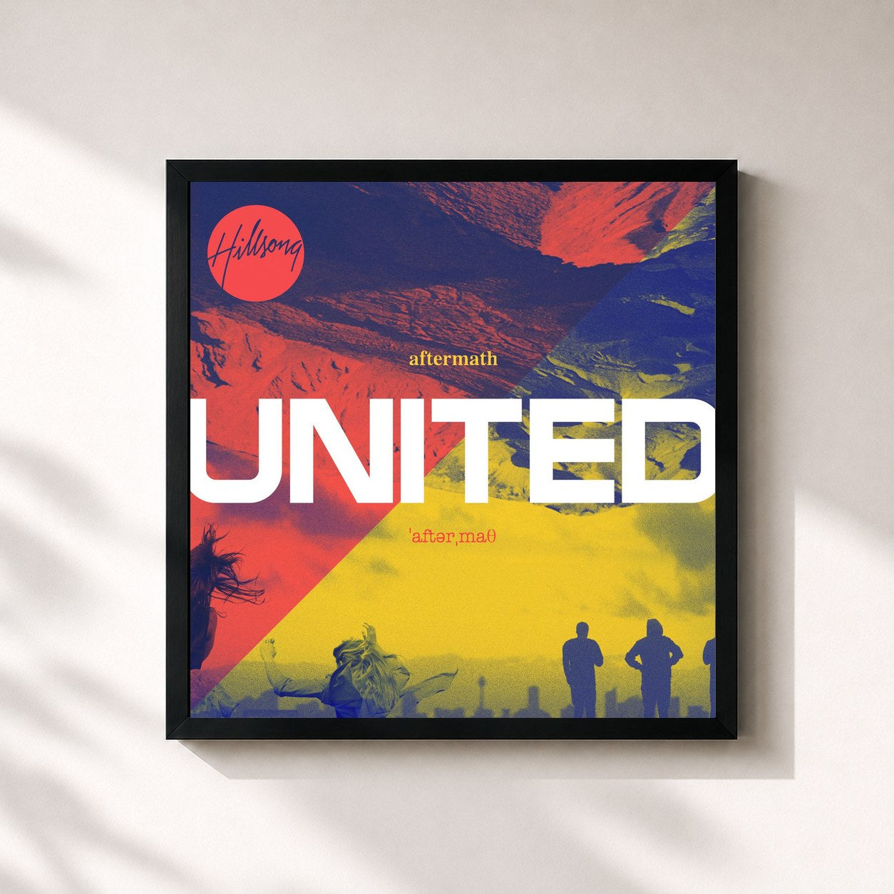 #noir Tableau carré de l'album Aftermath de Hillsong UNITED, cadre noir 32x32 cm