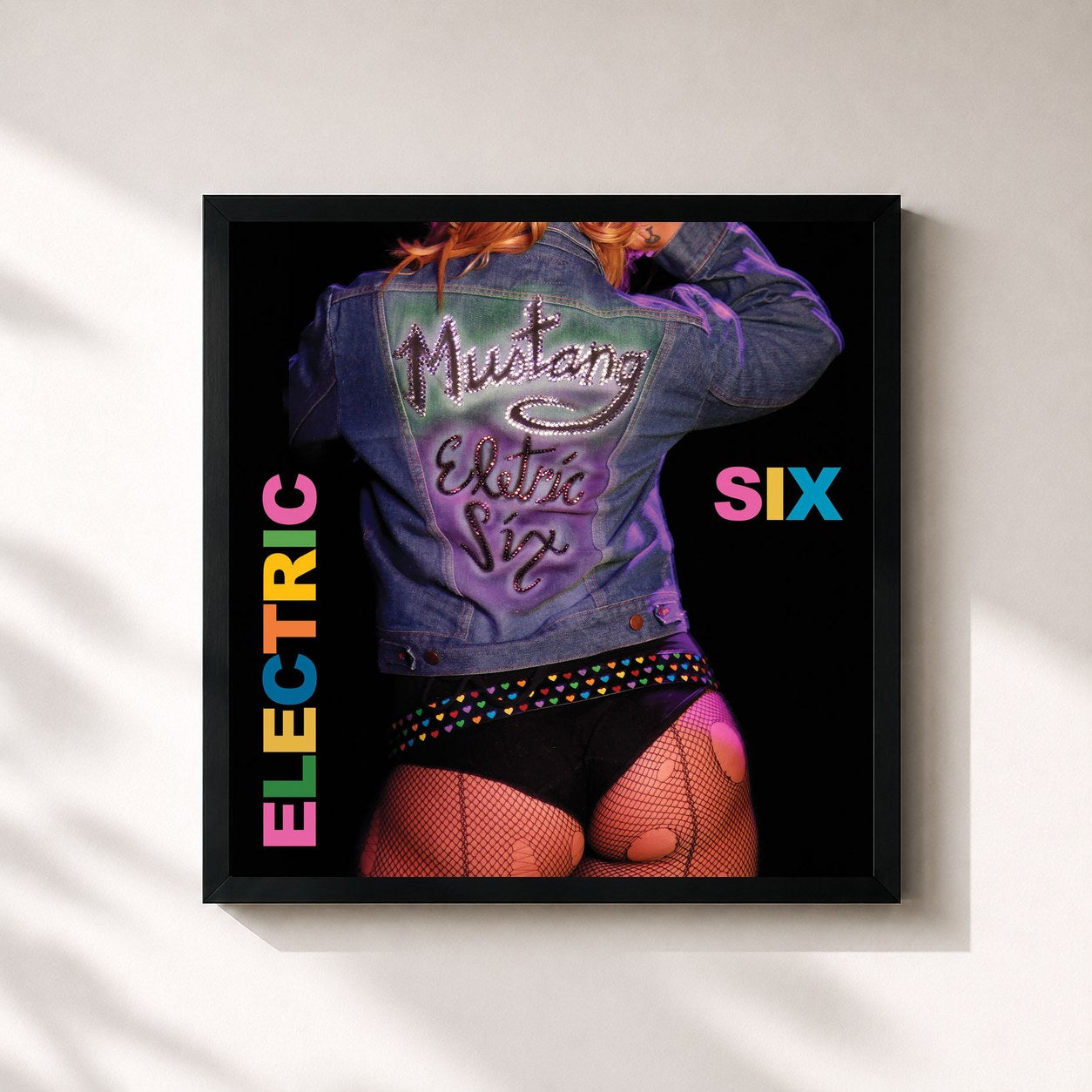 #noir Tableau carré de l'album Mustang de Electric Six, cadre noir 32x32 cm
