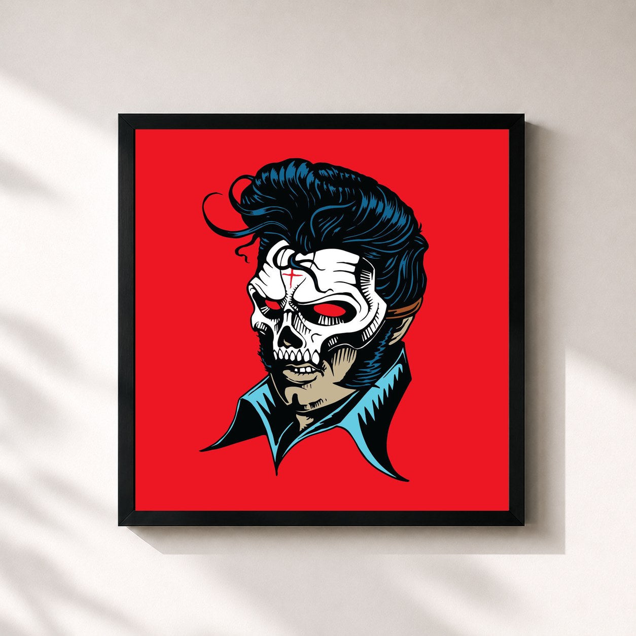 #noir Tableau carré de l'album Hellvisback de Salmo, cadre noir 32x32 cm