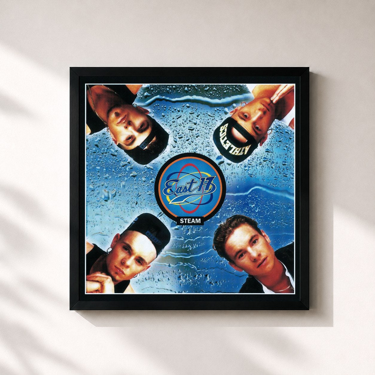 #noir Tableau carré de l'album Steam de East 17, cadre noir 32x32 cm