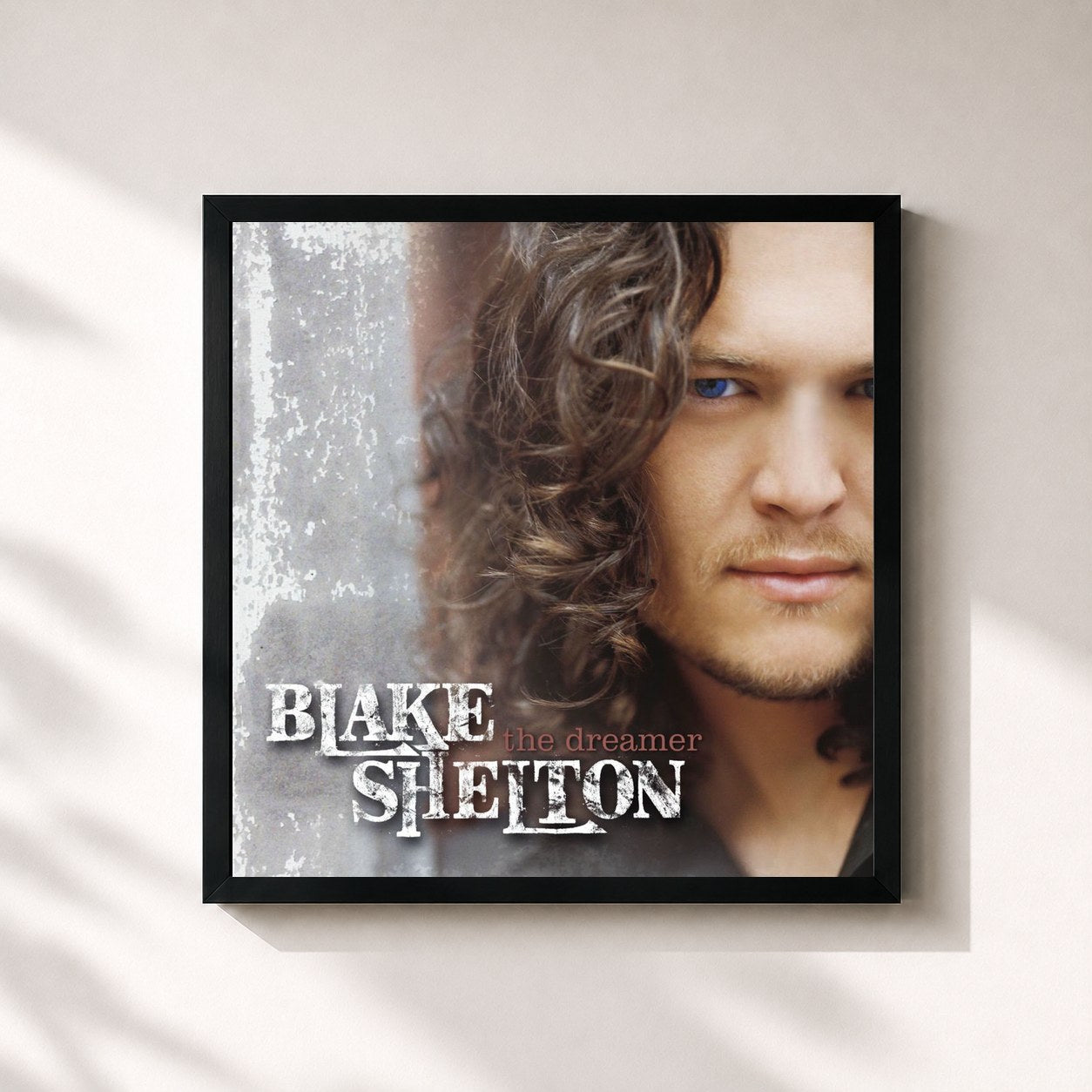 #noir Tableau carré de l'album The Dreamer de Blake Shelton, cadre noir 32x32 cm
