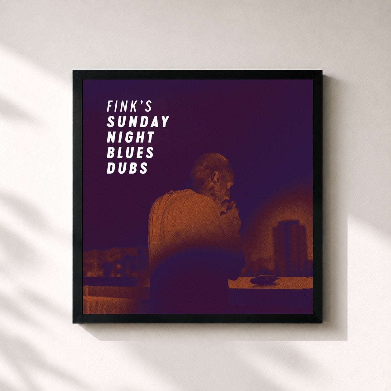#noir Tableau carré de l'album Fink’s Sunday Night Blues Dubs de Fink, cadre noir 32x32 cm