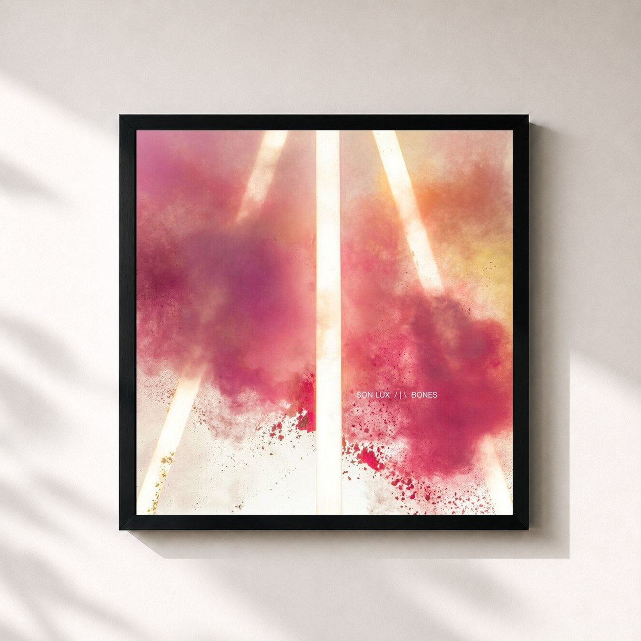 #noir Tableau carré de l'album Bones de Son Lux, cadre noir 32x32 cm