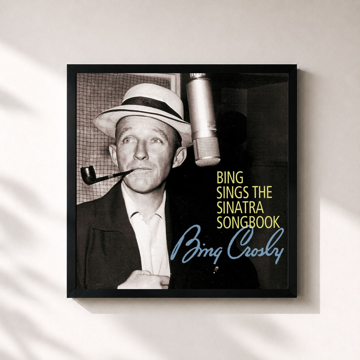 #noir Tableau carré de l'album Bing Sings The Sinatra Songbook de Bing Crosby, cadre noir 32x32 cm