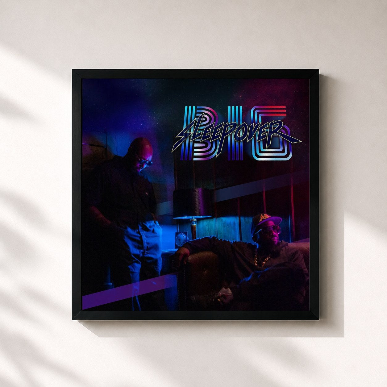 #noir Tableau carré de l'album Big Sleepover de Big Boi, cadre noir 32x32 cm