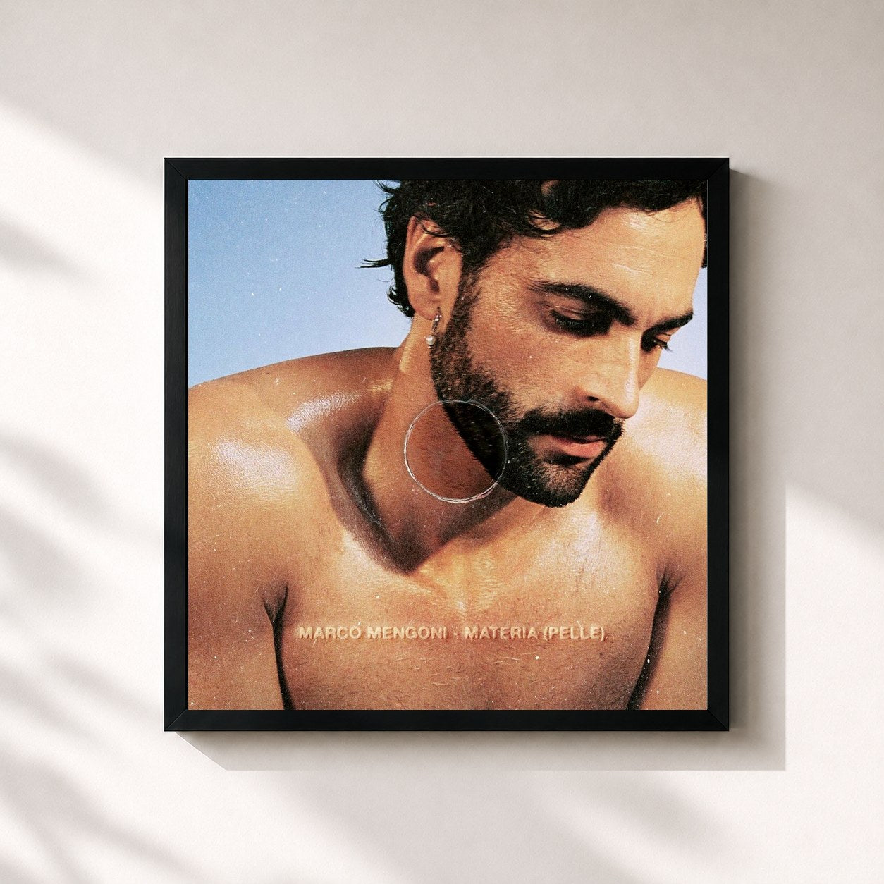 #noir Tableau carré de l'album MATERIA (PELLE) de Marco Mengoni, cadre noir 32x32 cm