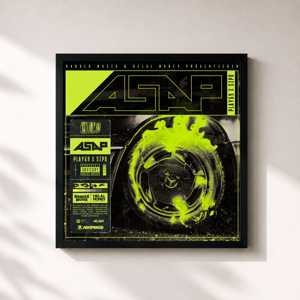 #noir Tableau carré de l'album ASAP de Play69, cadre noir 32x32 cm