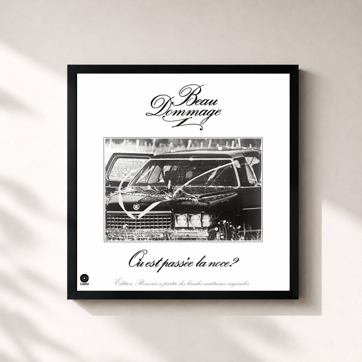 #noir Tableau carré de l'album Où est passée la noce? (Edition Remixée) de Beau Dommage, cadre noir 32x32 cm