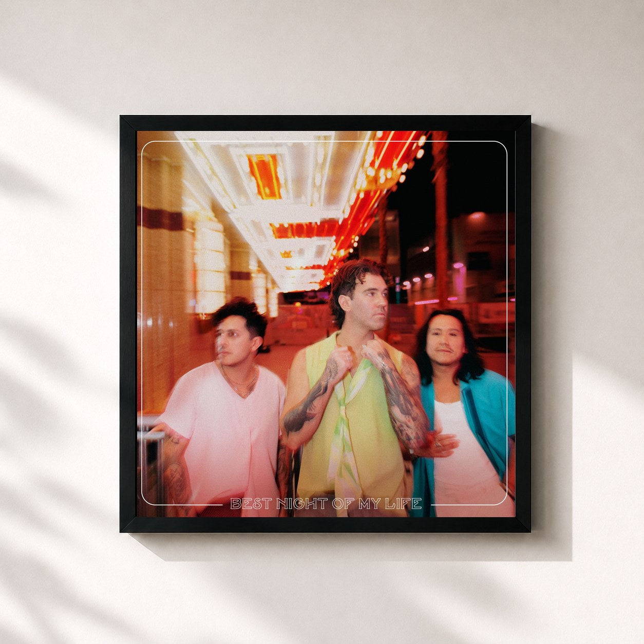 #noir Tableau carré de l'album Best Night of My Life de American Authors, cadre noir 32x32 cm