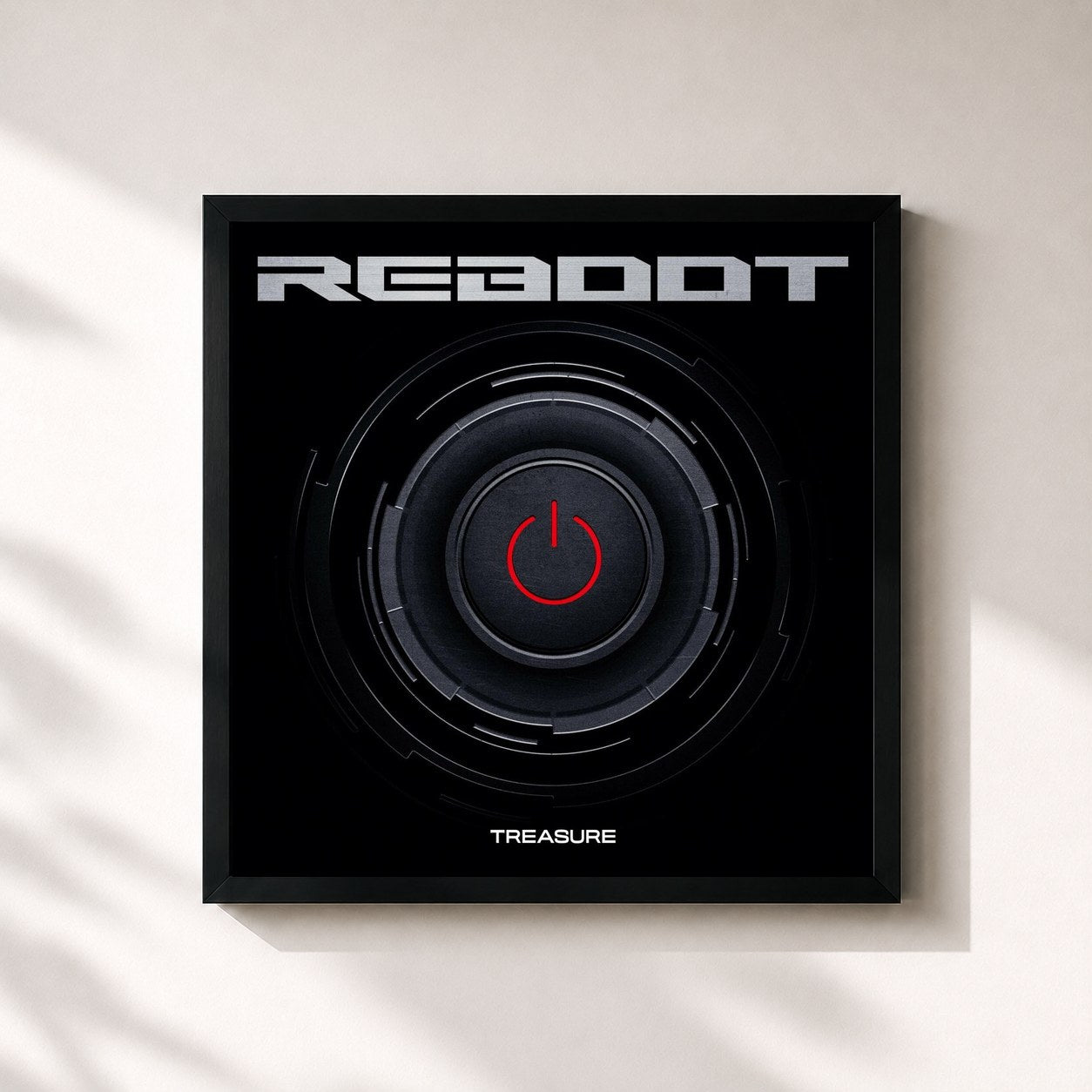 #noir Tableau carré de l'album 2ND FULL ALBUM 'REBOOT' de TREASURE, cadre noir 32x32 cm