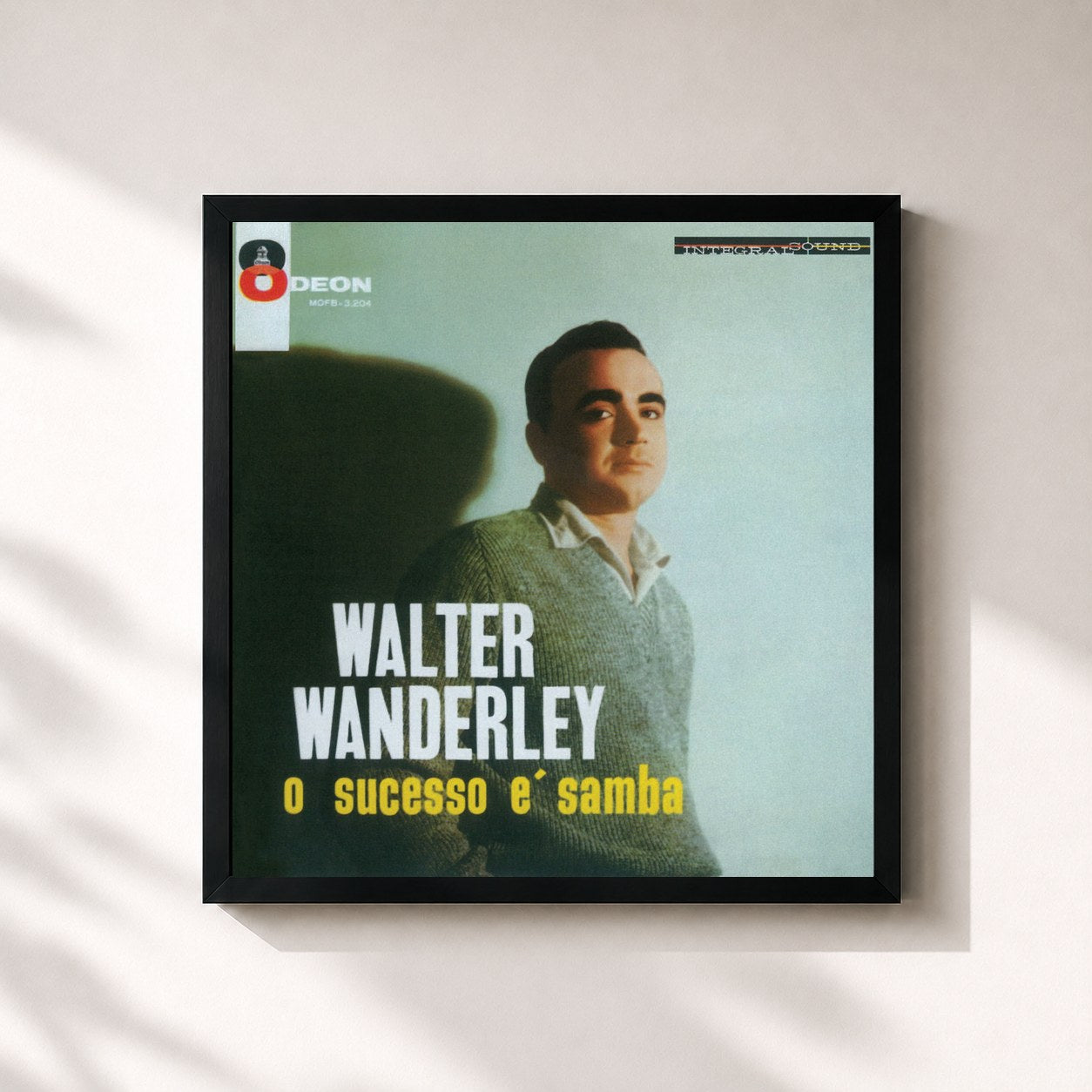#noir Tableau carré de l'album O Sucesso É Samba de Walter Wanderley, cadre noir 32x32 cm