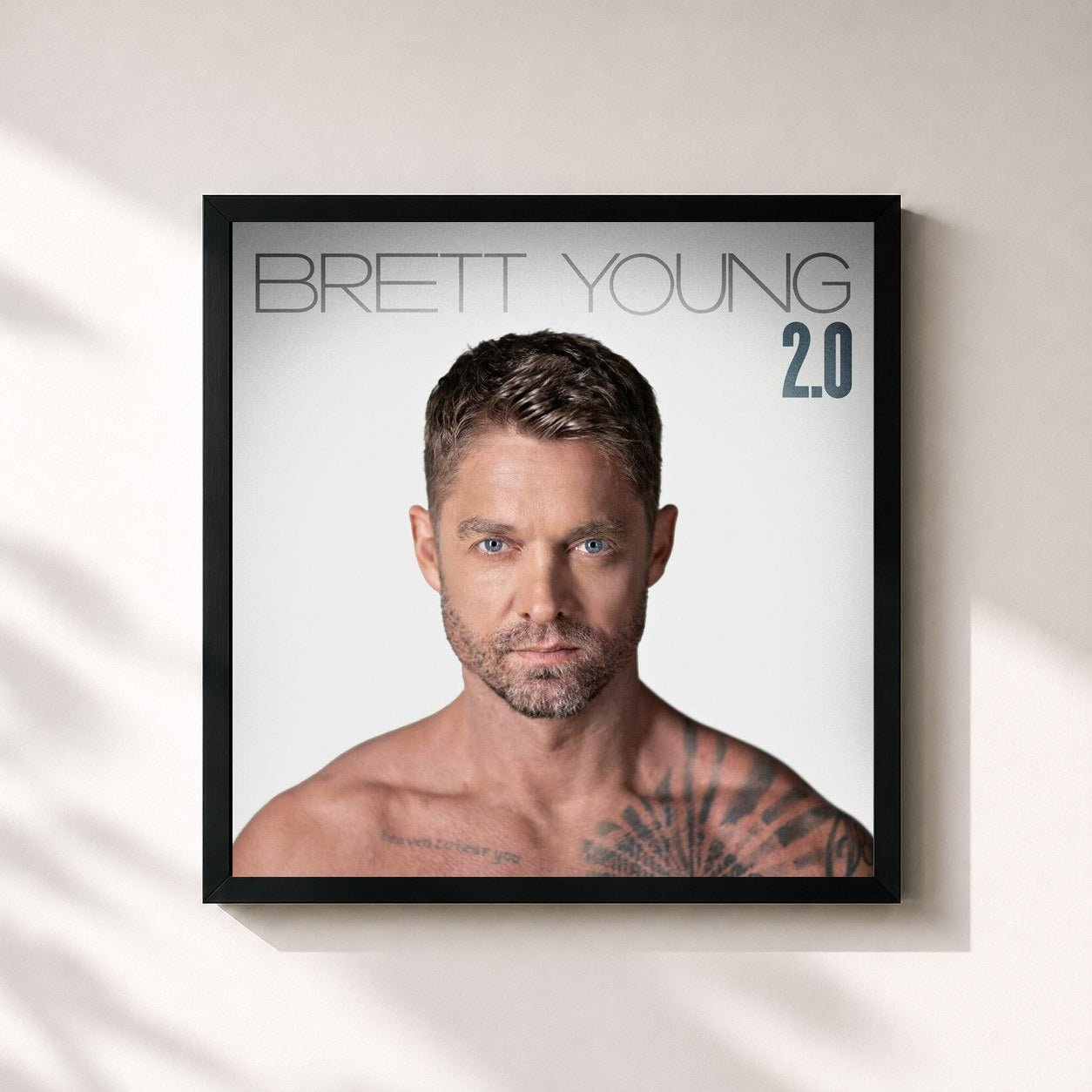 #noir Tableau carré de l'album 2.0 de Brett Young, cadre noir 32x32 cm