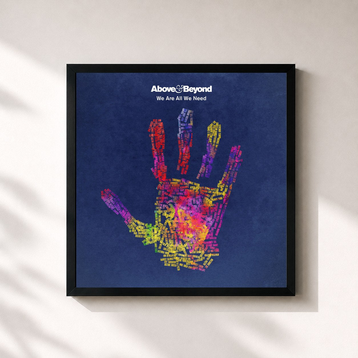 #noir Tableau carré de l'album We Are All We Need de Above & Beyond, cadre noir 32x32 cm