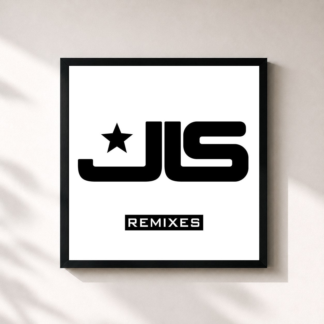 #noir Tableau carré de l'album Remixes de JLS, cadre noir 32x32 cm