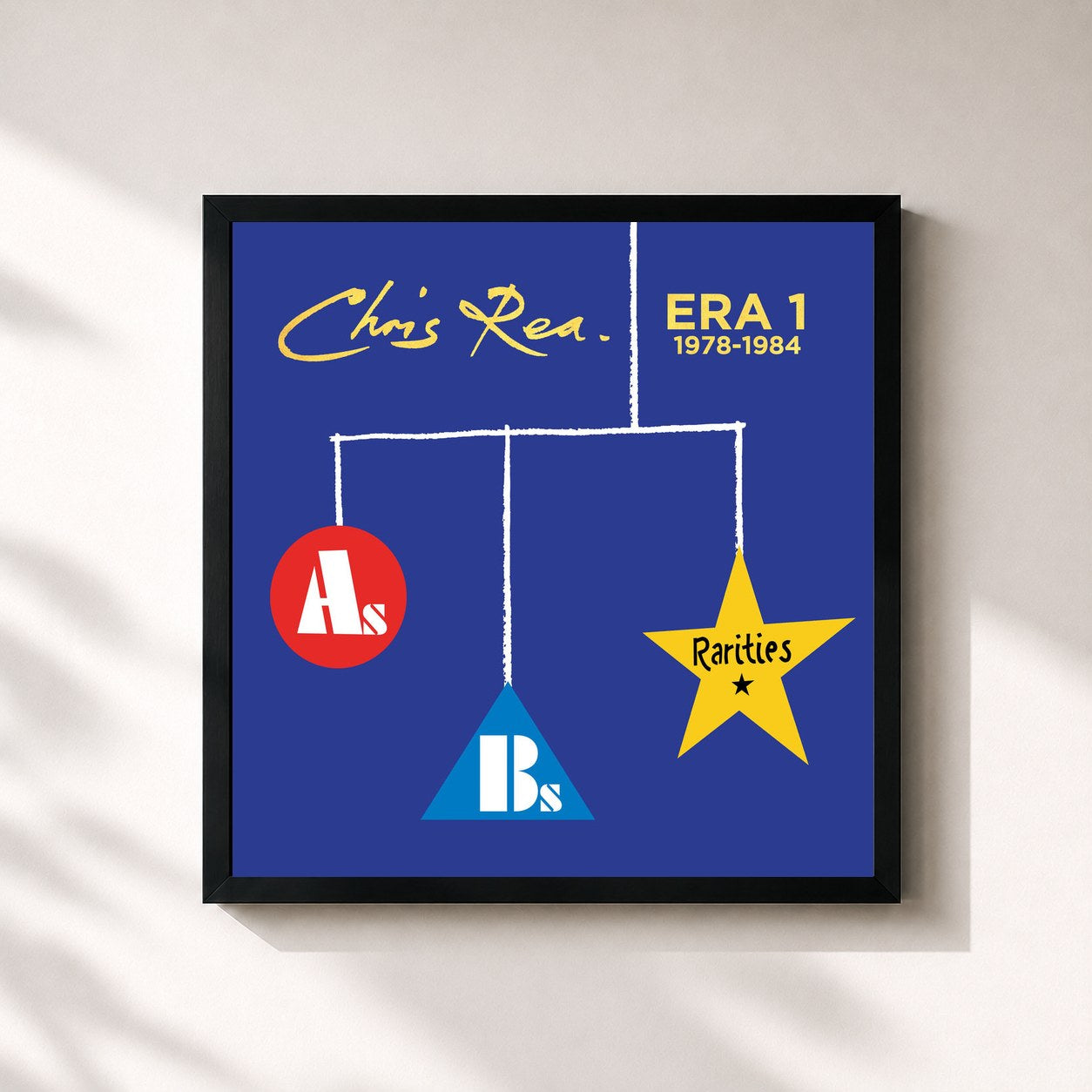 #noir Tableau carré de l'album ERA 1 (As Bs & Rarities 1978-1984) de Chris Rea, cadre noir 32x32 cm