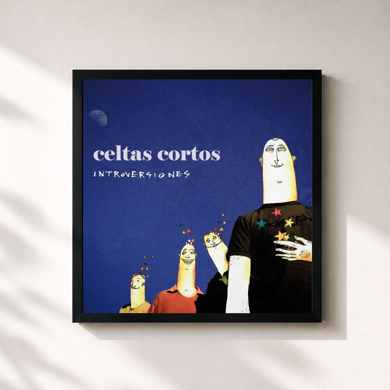 #noir Tableau carré de l'album Introversiones de Celtas Cortos, cadre noir 32x32 cm