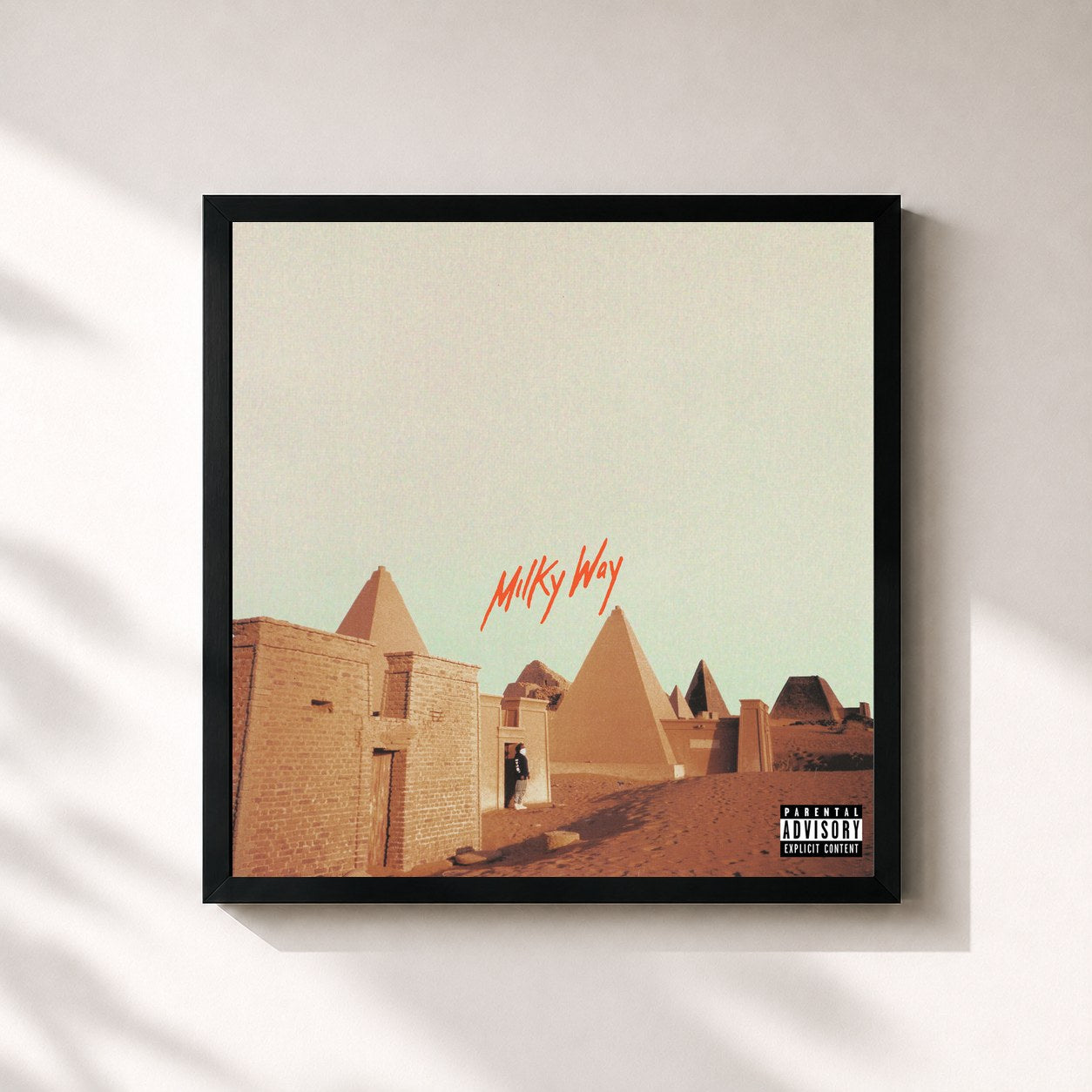 #noir Tableau carré de l'album Milky Way de Bas, cadre noir 32x32 cm
