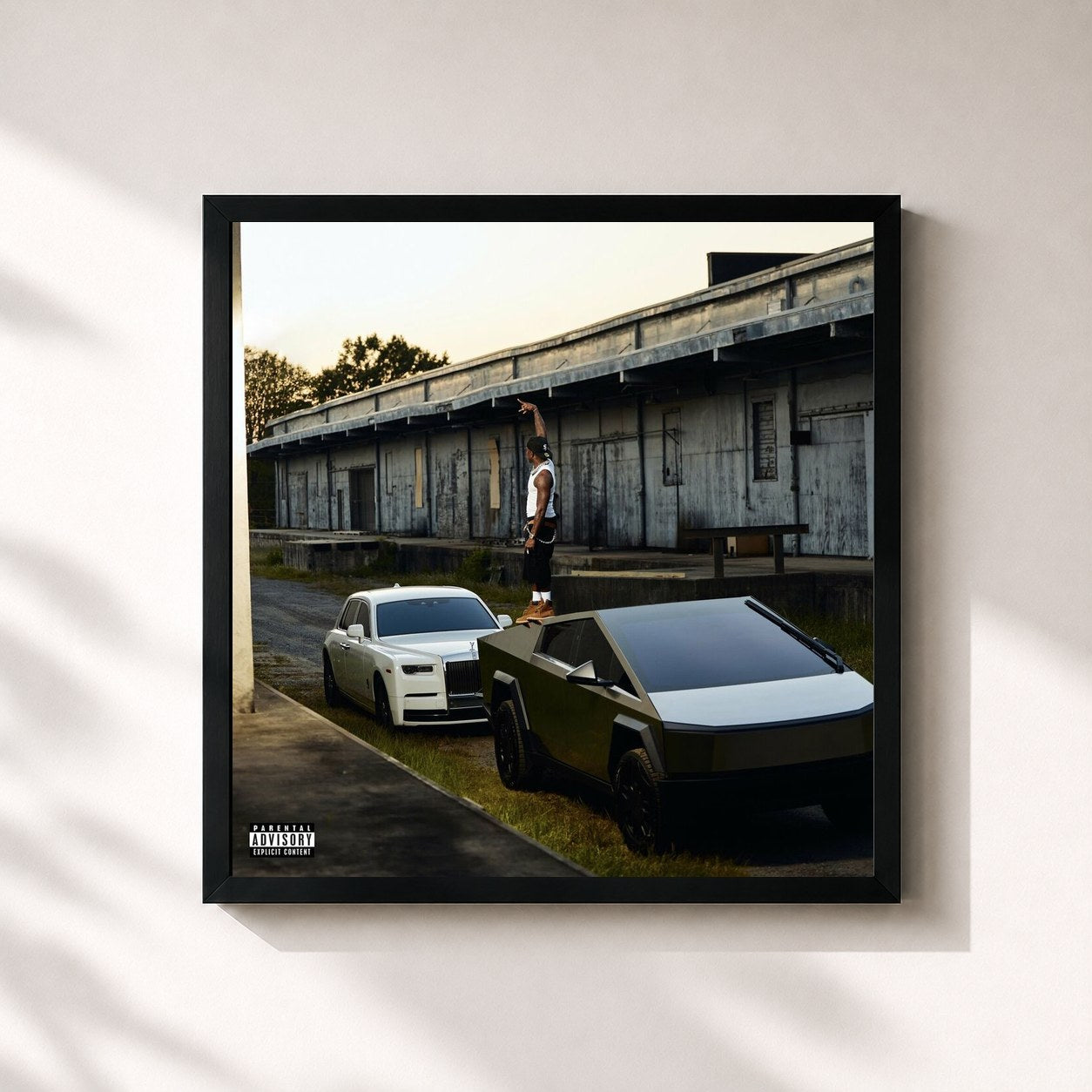 #noir Tableau carré de l'album HOW TF IS THIS A MIXTAPE? de DaBaby, cadre noir 32x32 cm
